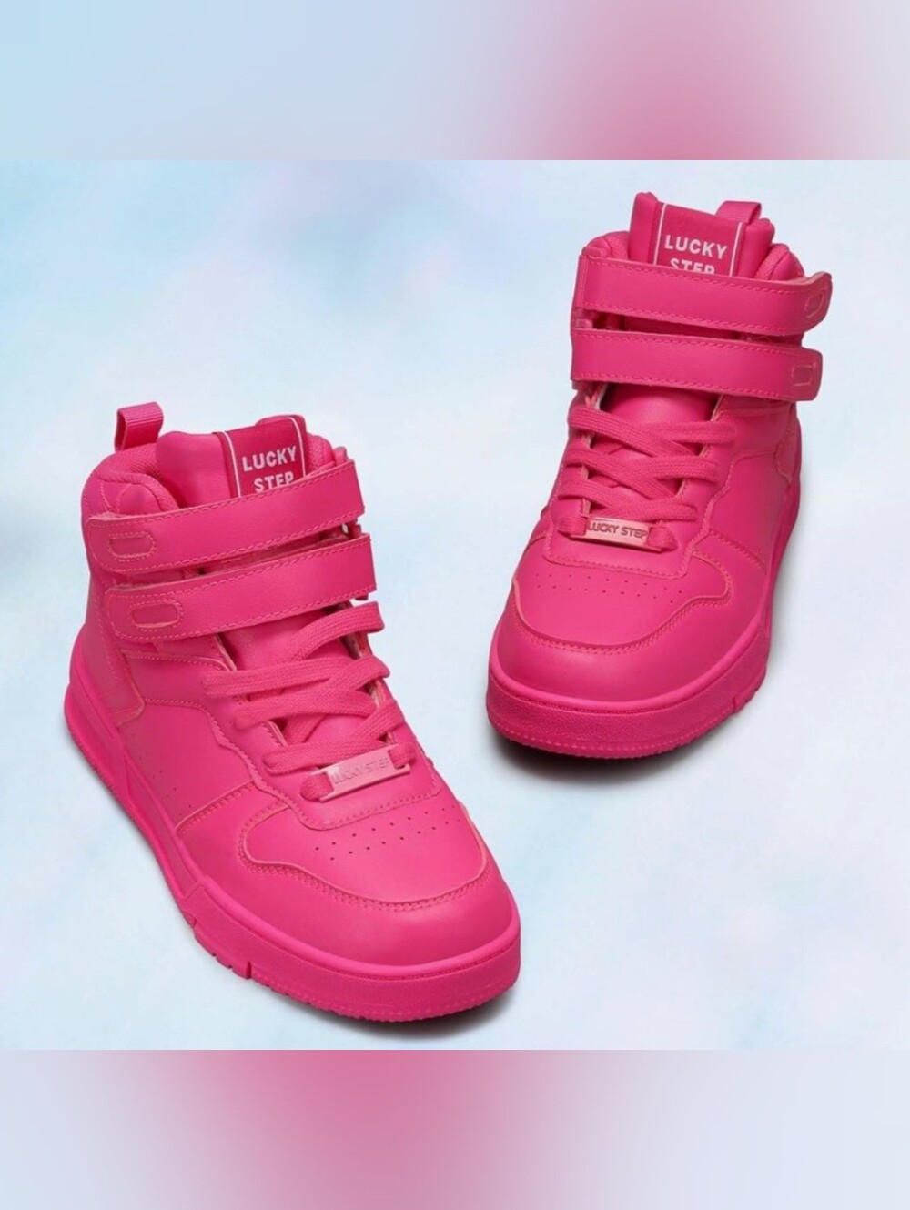 Lucky Step PINK High Top
Basketball Tennis Velcro Lace Up Sneakers Wo Sze 7 NWOT